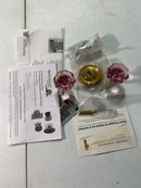Nostalgic Warehouse 723588 Rope Solid Brass Rose Dummy Door Knob Set with Pink Waldorf Knob - Unlacquered Brass
