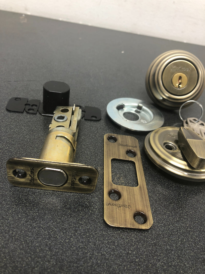 Kwikset 980S-5V1 Single Cylinder Deadbolt from the 980 Signature Series - Antique Brass