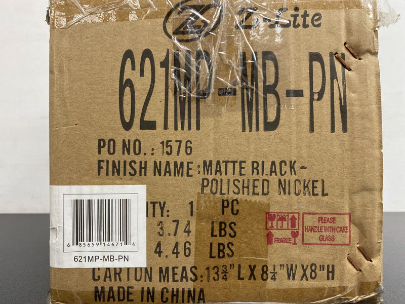 Z-Lite 621MP-MB-PN Neutra 6" Wide Mini Pendant - Matte Black / Polished Nickel
