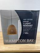 Hampton bay HD5887A3 Highler 1-Light Matte Black Island Pendant with Natural Rattan Shade