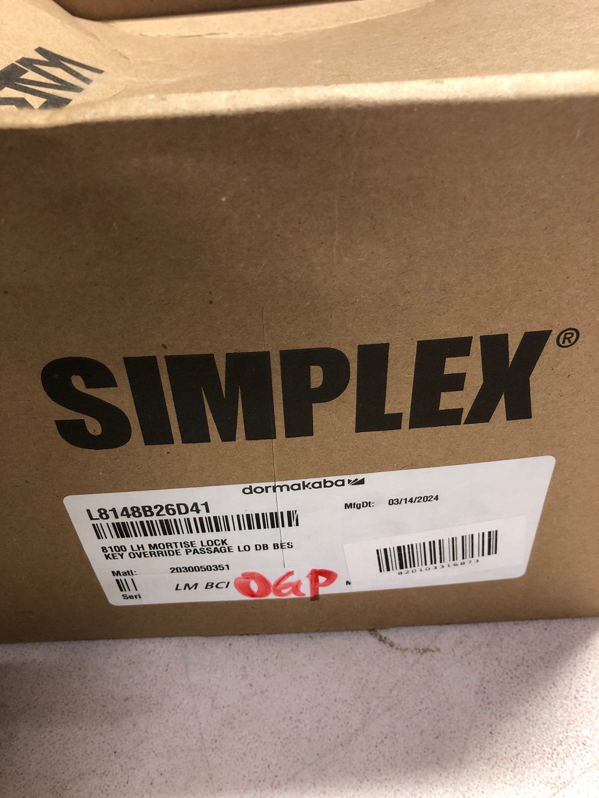 Kaba Simplex 8100 Series Metal Left Handed Mechanical Pushbutton Mortise Lock with Lever, Combination Entry, Key Override, Passage, Lockout, R/C Schlage, Core Not Included, Satin Chrome Finish