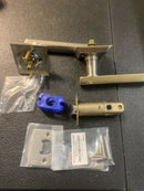 Emtek 8231FRLUS15LH Freestone Left Handed Privacy Door Lever Set with Quincy Rose from the Urban Modern Collection - Satin Nickel
