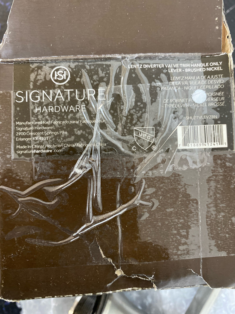 Signature Hardware SHLZTVLEVZBN Lentz Handle Only - Less Trim Plate - Brushed Nickel