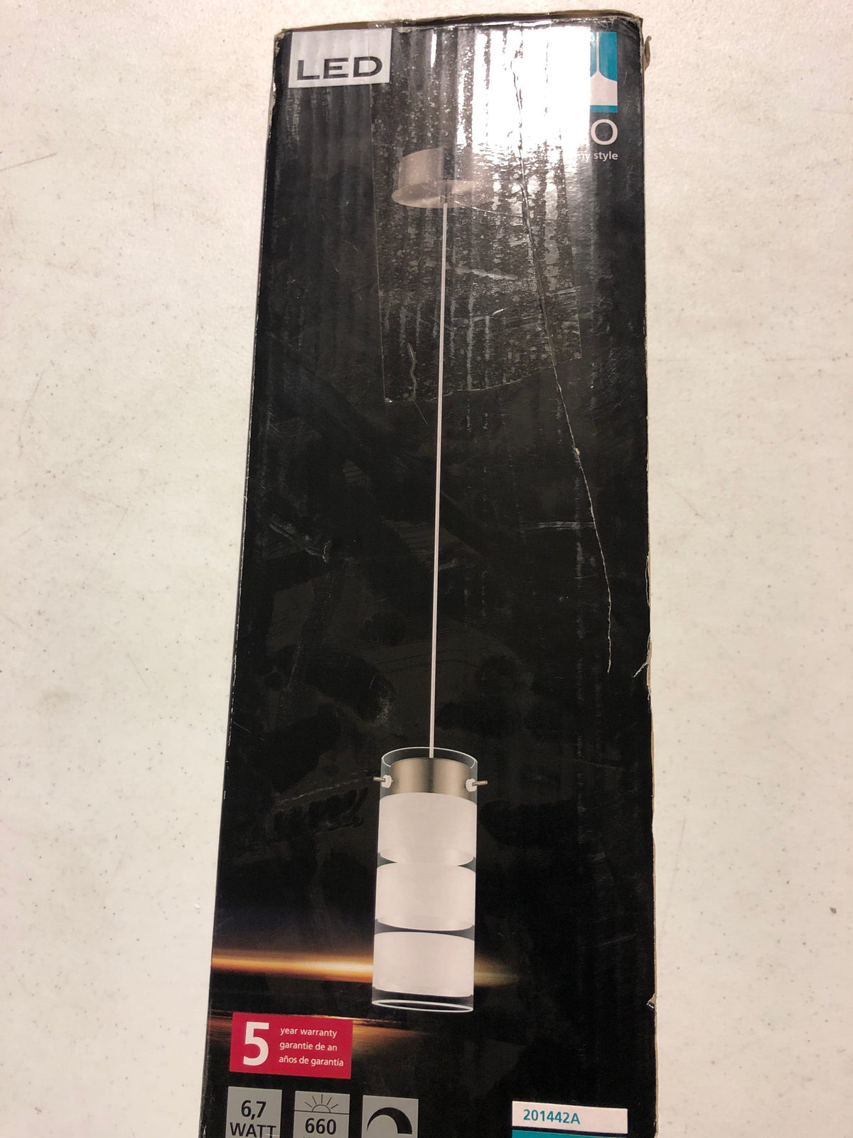 EGLO 201442A Olvero Integrated LED Satin Glass Pendant Dimmable LED Hanging Lighting Fixture for Kitchen Island, 5 inch, Satin Nickel