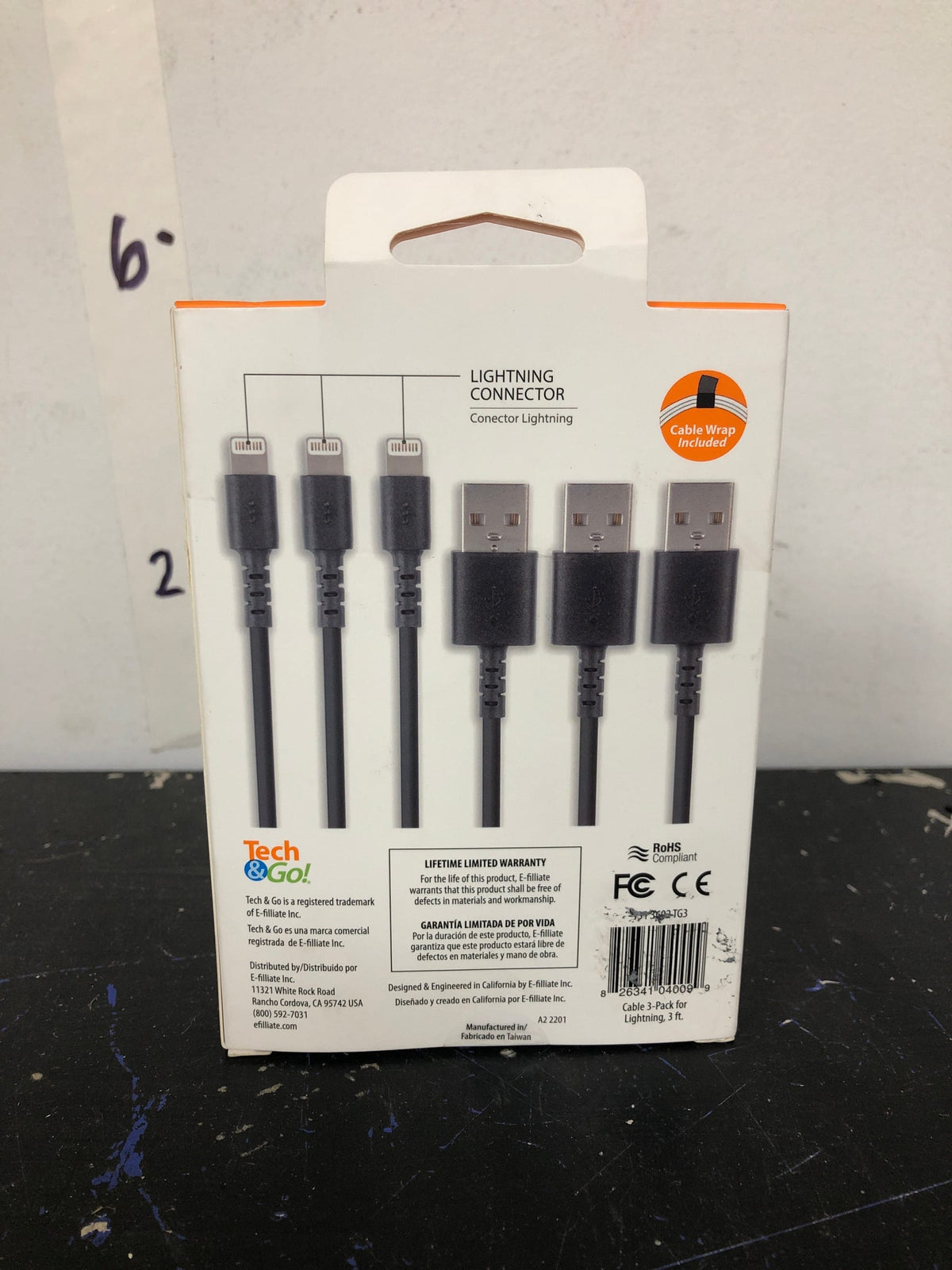 Tech and go 131 3602 TG3 3 ft. Cable for Lightning (3-Pack)