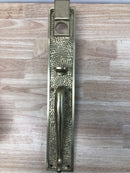 Signature Hardware 441344 Traeger Left Handed Solid Brass Hammered Style Full Plate Keyed Entry Single Cylinder Door Handleset with Interior Lever and 2-3/4" Backset - Satin Brass