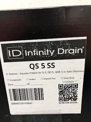 Infinity Drain Satin Stainless 5" Squares Drain Grate for Select Center Drains