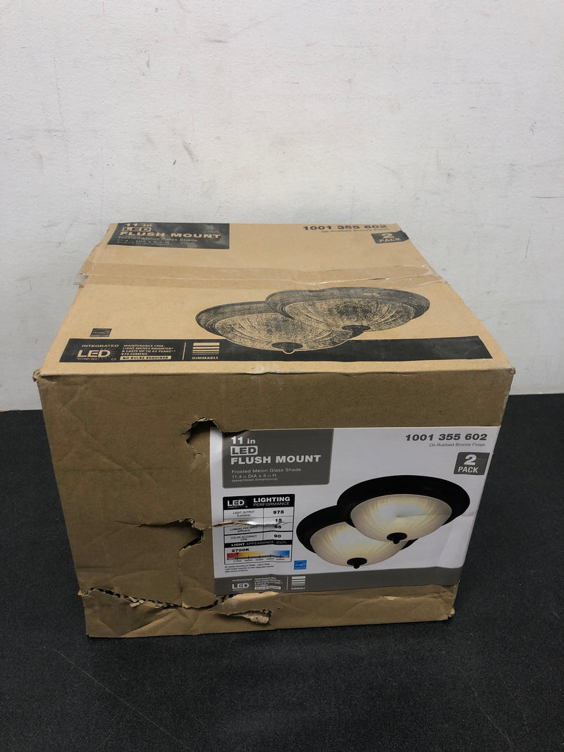 Unbranded HQV8011L-4/ORB 11 in. Oil Rubbed Bronze LED Flush Mount (2-Pack)