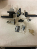 Baldwin 5285190LENT Contemporary Left Handed Single Cylinder Keyed Entry Door Lever Set with Square Rose and Emergency Exit Function - Satin Black