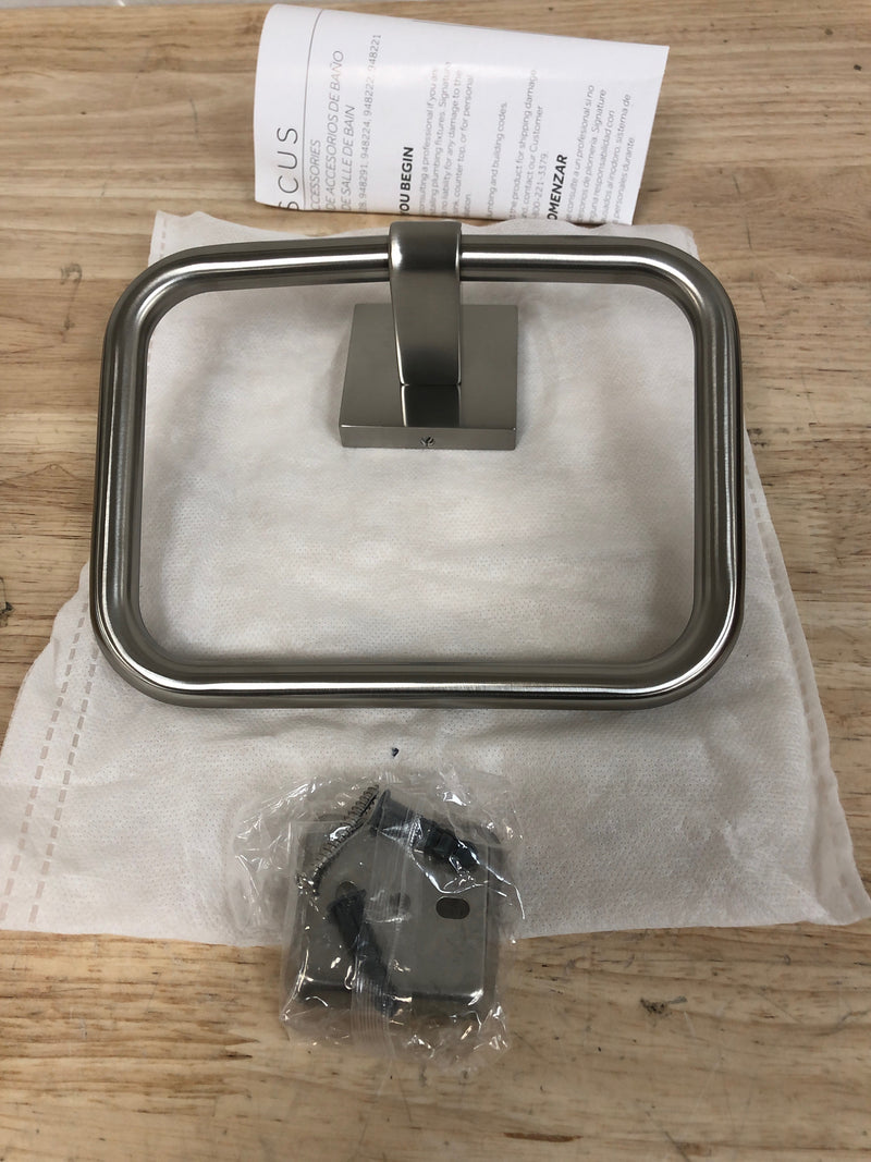 Signature Hardware SHHBTRZBN Hibiscus 7" Wall-Mounted Towel Ring - Brushed Nickel
