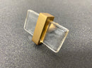 Sietto K-1900-SB Adjustable 2 Inch Long Rectangular Cabinet Knob with Clear Glass - Satin Brass