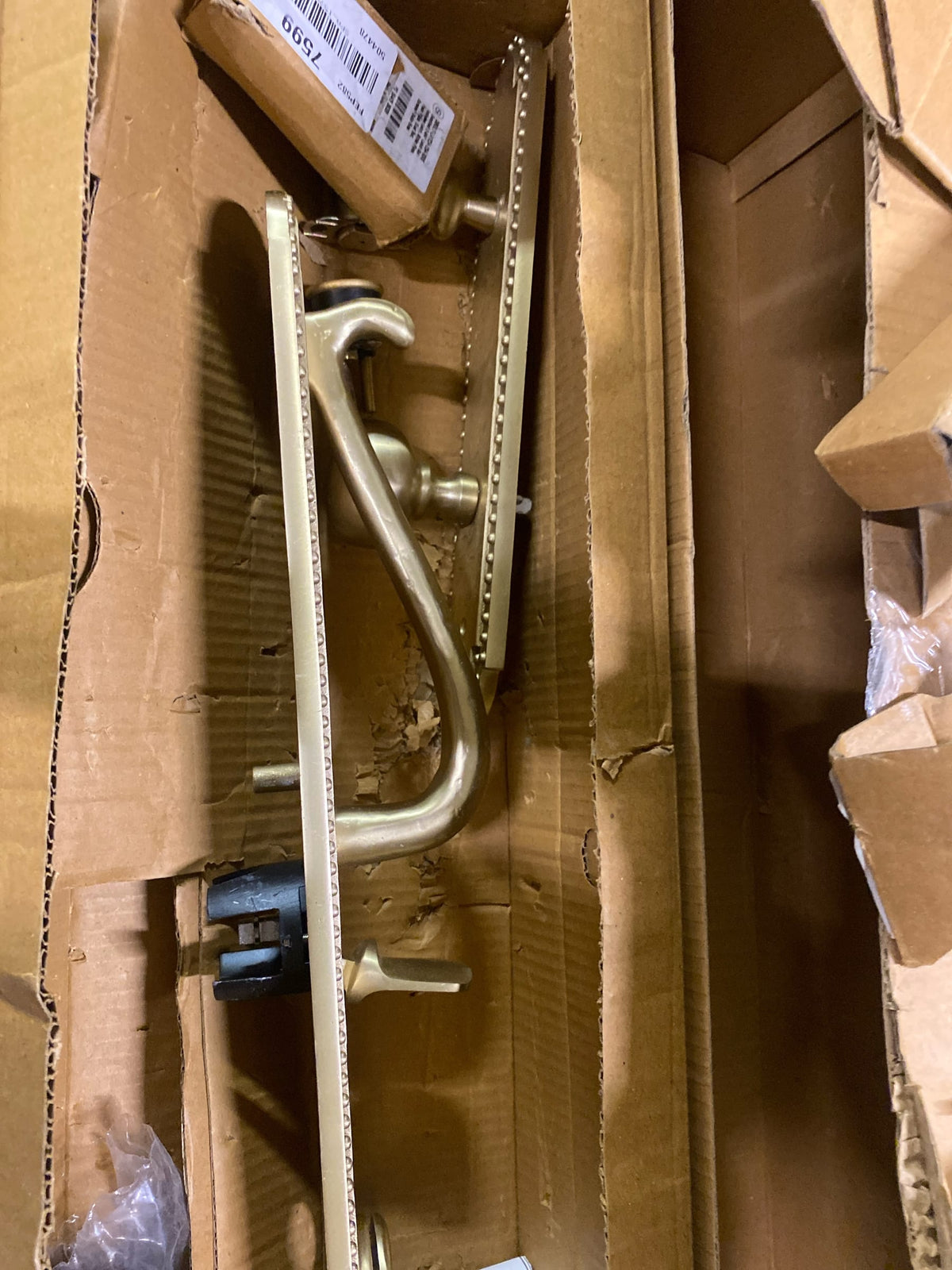 Signature Hardware 441568 Marconi Right Handed Solid Brass Full Plate Dummy Door Handleset with Interior Lever - Satin Brass