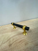 Belwith Keeler B077522-MBBGB Ostia 3 Inch (76 mm) Center to Center Industrial Pub / Bar Style Cabinet Handle / Drawer Pull - Matte Black and Brushed Golden Brass