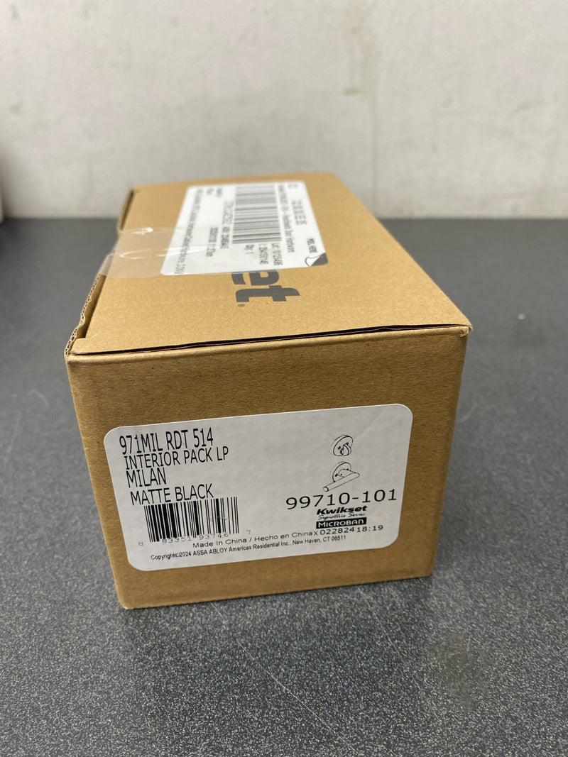 Kwikset 971MILRDTV1 Milan Lever Single Cylinder Interior Pack with Round Rose for Handlesets - Matte Black