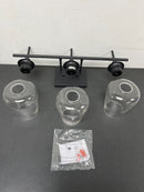 Merra 3-Light Matt Black Bathroom Vanity Light with Clear Glass Shades