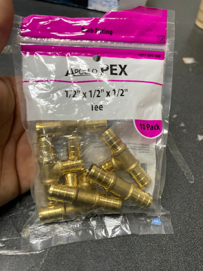 Apollo APXT1210PK 1/2 in. Brass PEX-B Barb Tee (9-Pack)