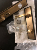 Signature Hardware 479122 Aurick Left Handed Solid Brass Keyed Entry Door Lever Set with 2-3/8" Backset - Antique Brass