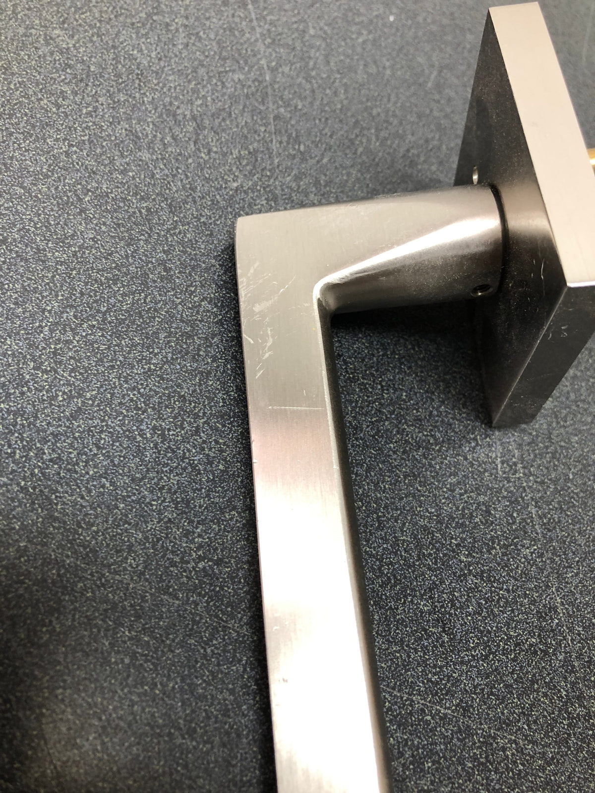 Emtek 5210HLOUS15LH Helios Left Handed Privacy Door Lever Set with Square Rose - Satin Nickel
