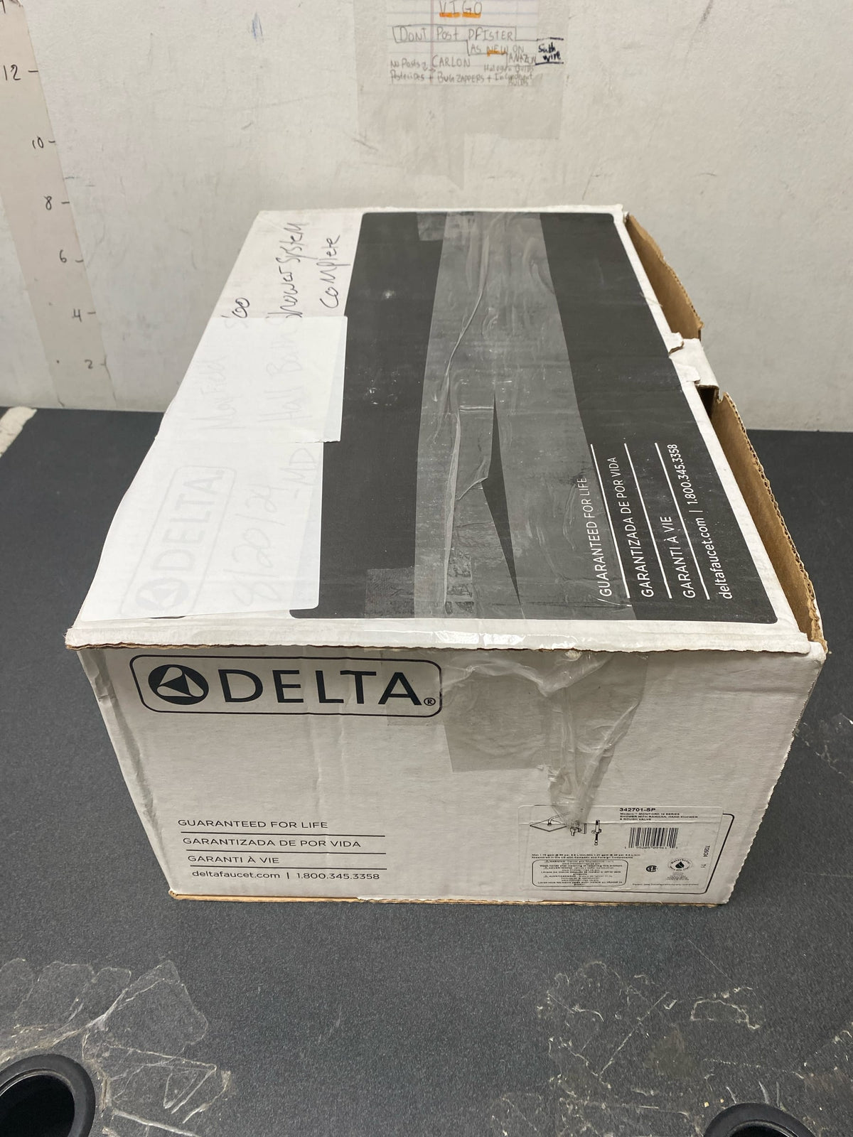 Delta 342701-SP Modern Square Non Shared Function Shower System Package with 1.75GPM Single Function Shower Head and Hand Shower - Includes Rough-In - SpotShield Brushed Nickel