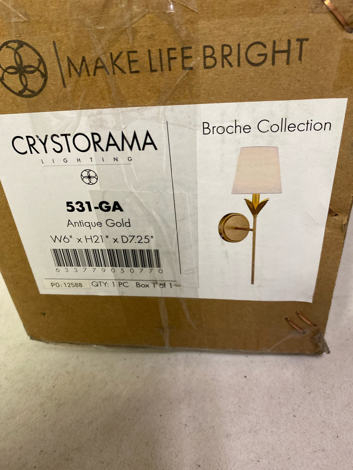 Crystorama Lighting Group 531-GA Broche 21" Tall Wall Sconce - Antique Gold