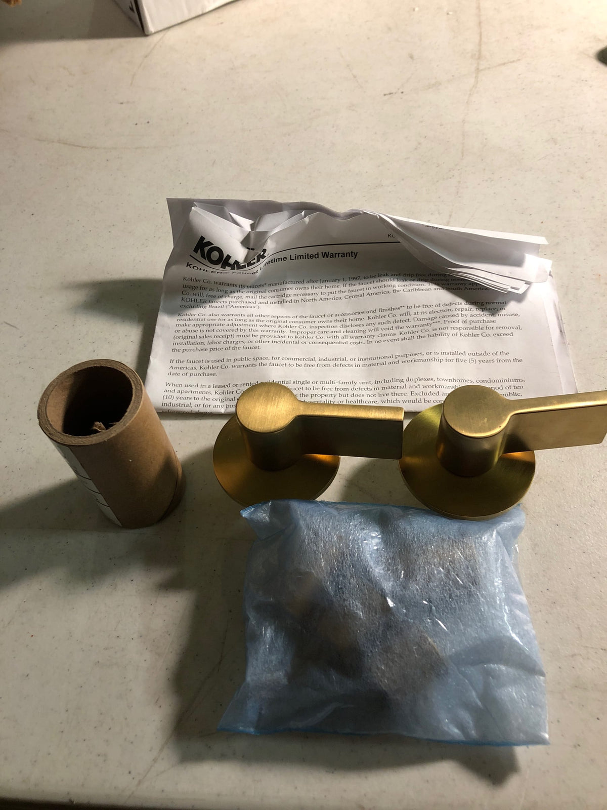 Kohler K-T77981-4-2MB Components Wall Mount Lever Handles Trim for Bathroom Faucet - Vibrant Brushed Moderne Brass