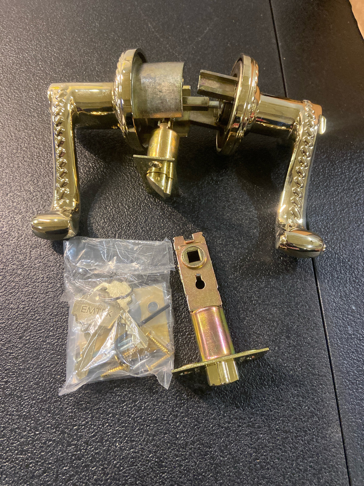 Emtek 510RLPVD (Right Hand) Rope Lever Single Cylinder Keyed Entry Designer Brass Leverset - Polished Brass
