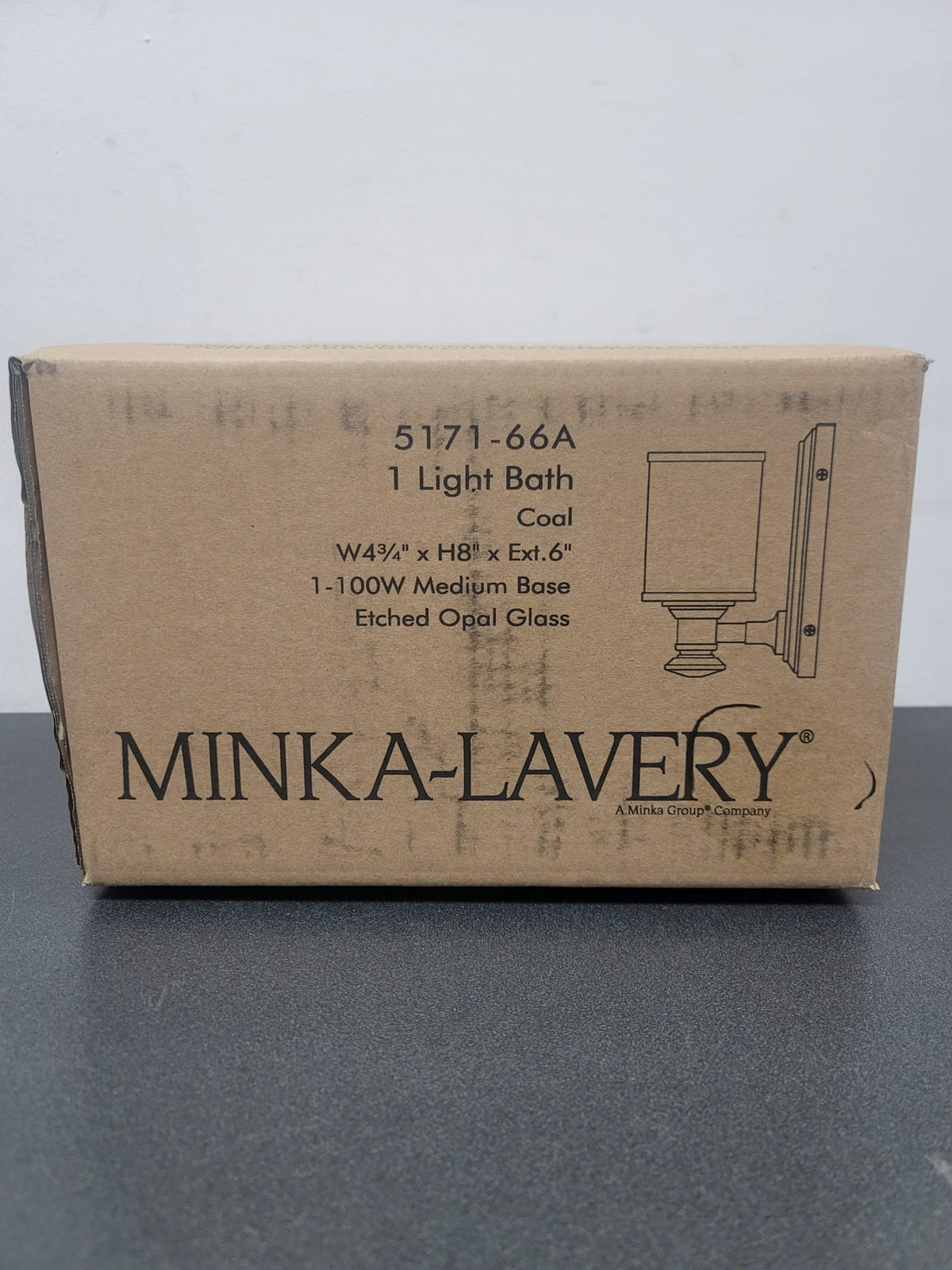 Minka Lavery 5171-66A Harbour Point 8" Tall Bathroom Sconce - Coal