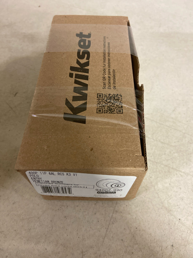 Kwikset 400P-11P Security Series Polo Single Cylinder Keyed Entry Door Knobset - Venetian Bronze