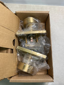 Emtek 5212ROUUS4 Round Knobset Privacy Door Knob Set with Modern Rectangular Rose - Satin Brass