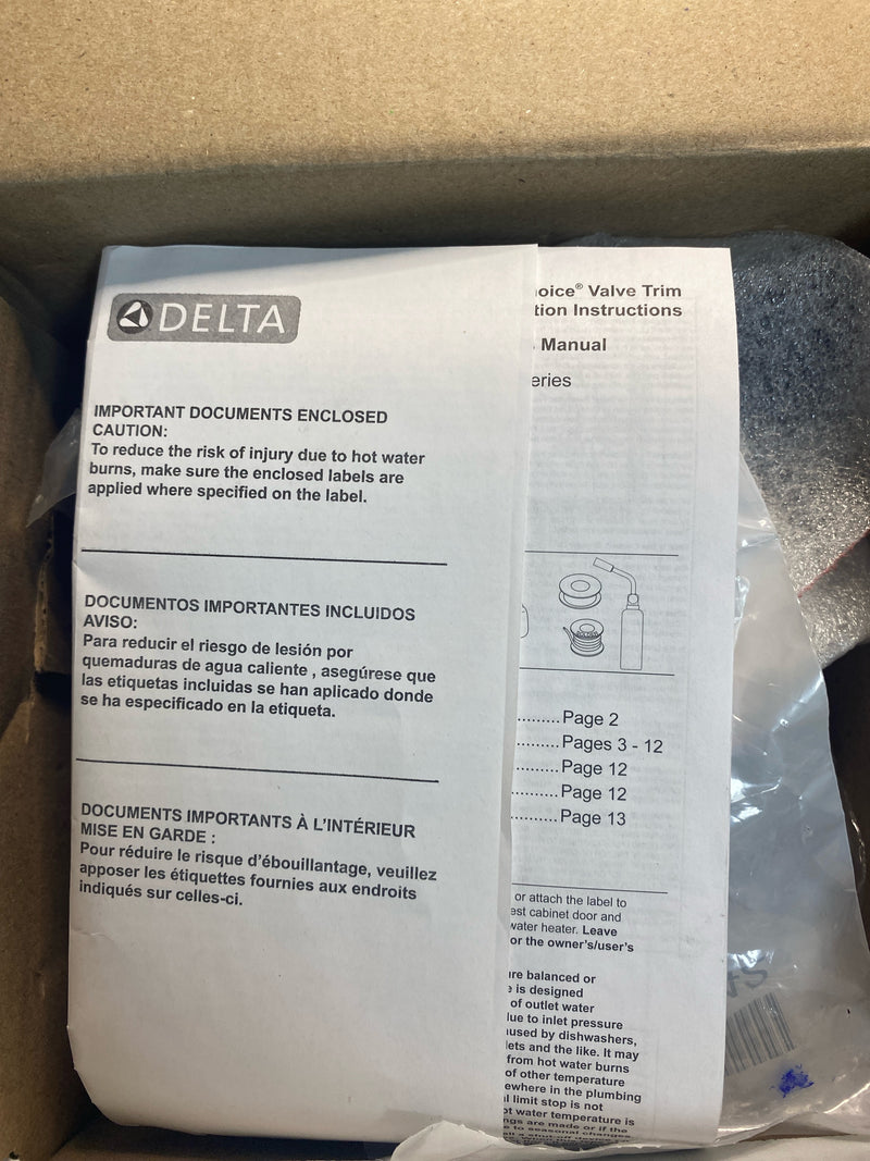 Delta T14067-BL Ara Monitor 14 Series Single Function Pressure Balanced Trim Only - Less Rough-In Valve - Matte Black