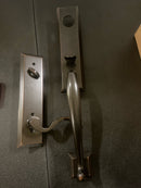 Emtek 4414CUS10BLH Adams Left Handed One Piece Single Cylinder Keyed Entry Handleset with Cortina Interior Lever - Oil Rubbed Bronze