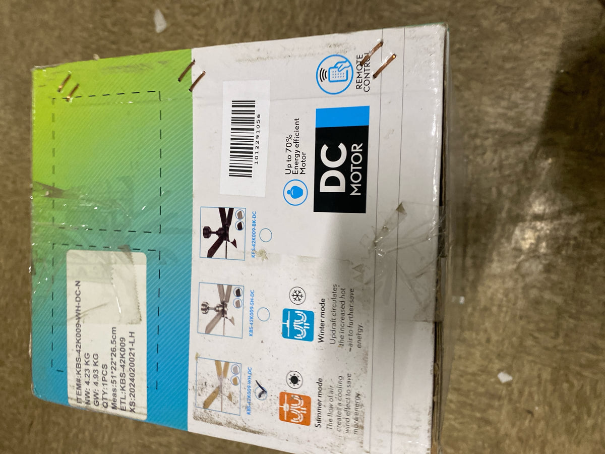 Pudo CeilingFanLights22-WH-W934P145917 42 in. Integrated LED Indoor White Ceiling Fan with Lighting with 3 Mount Options Ceiling Fan