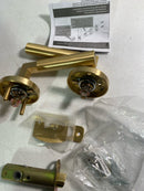 Emtek 5209HECUS4RH Hercules Right Handed Privacy Door Lever Set with Disk Rose from the Brass Modern Collection - Satin Brass