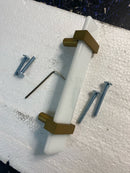 Sietto P-1901-5.5-SB Adjustable Center to Center 5-1/2 Inch Long Handle Cabinet Pull with White Glass - Satin Brass