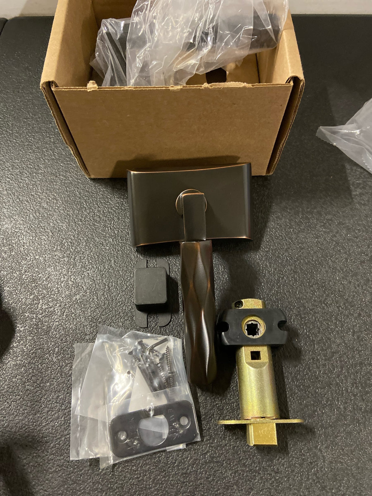 Emtek 5111US10B.LSUS10B.TRUS10B.LH Passage, Neos Rosette US10B, L-Square Stem US10B, Tribeca Handle US...