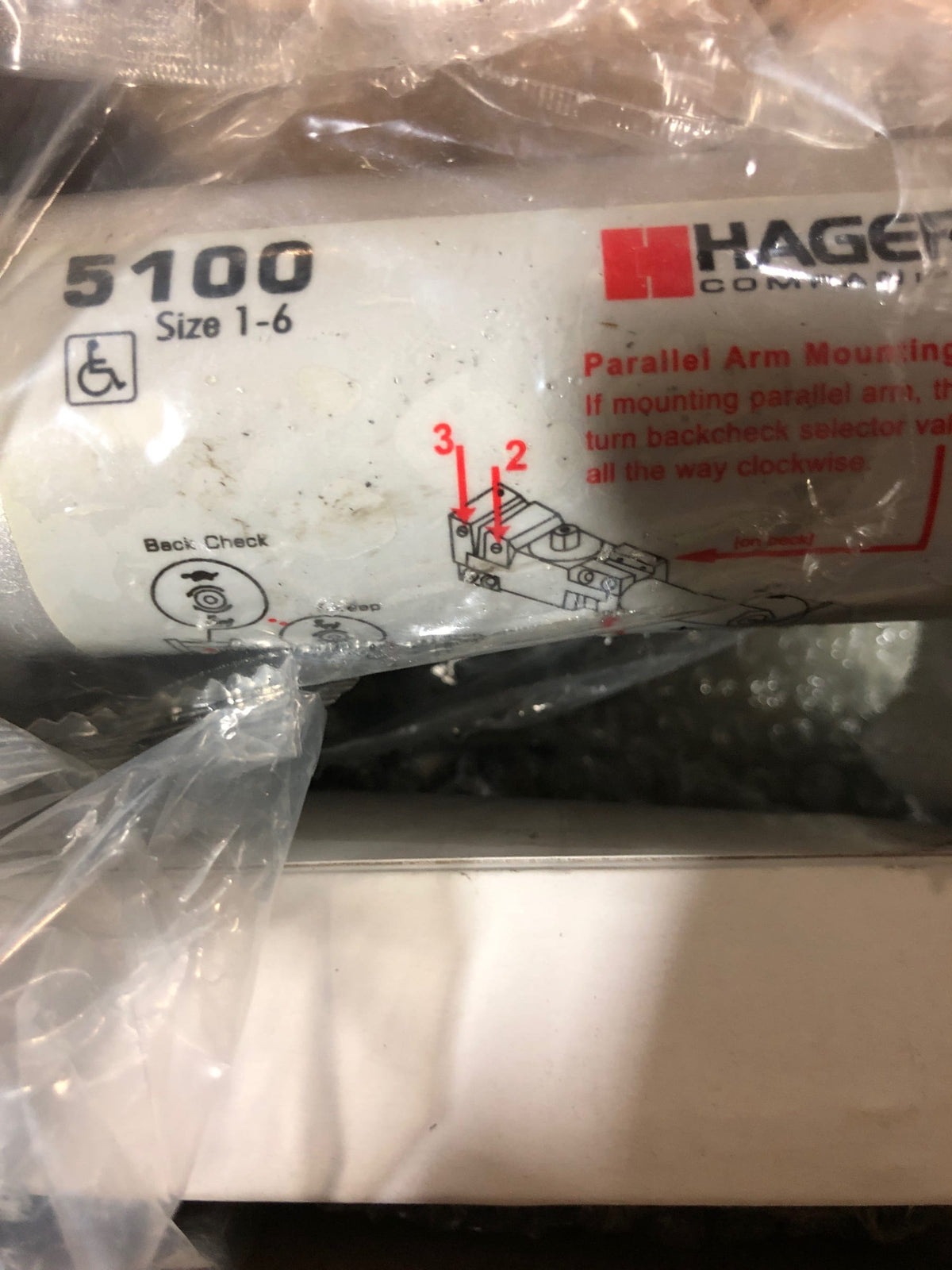 Hager 5100 Series Cast Iron Grade 1 Heavy Duty Surface Door Closer, Multi-Mount, 1–6 Adjustable Spring Size, Sprayed Aluminum Finish