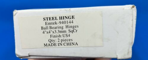 Emtek 940144 4x4 Inch Ball Bearing Steel Hinges in Satin Brass. Pack of 2