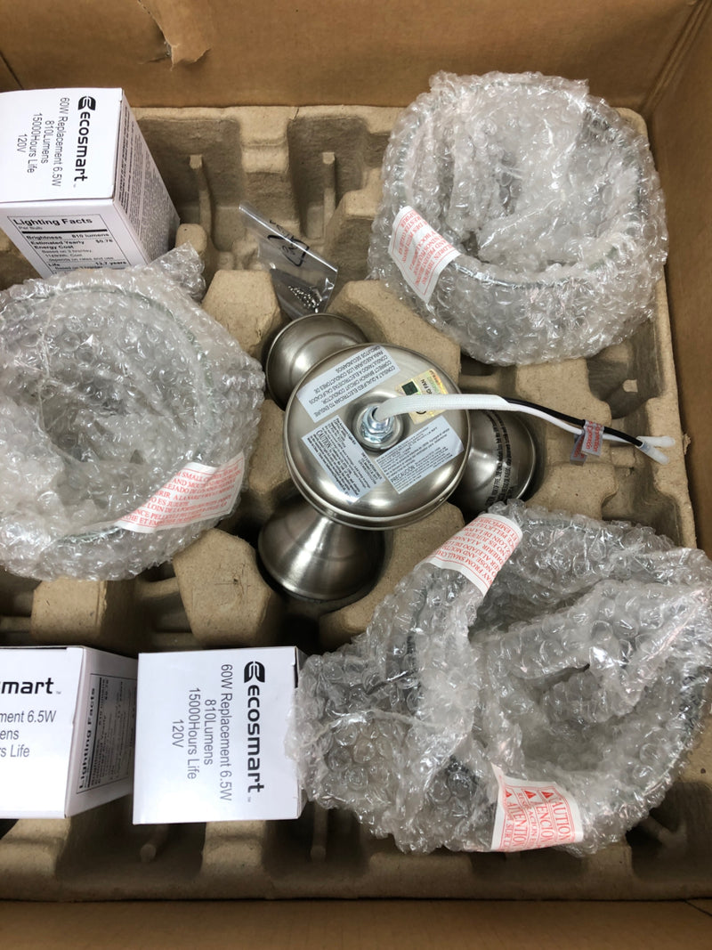 Hampton bay 52250 Rockport Universal 3-Light Brushed Nickel Ceiling Fan LED Light Kit