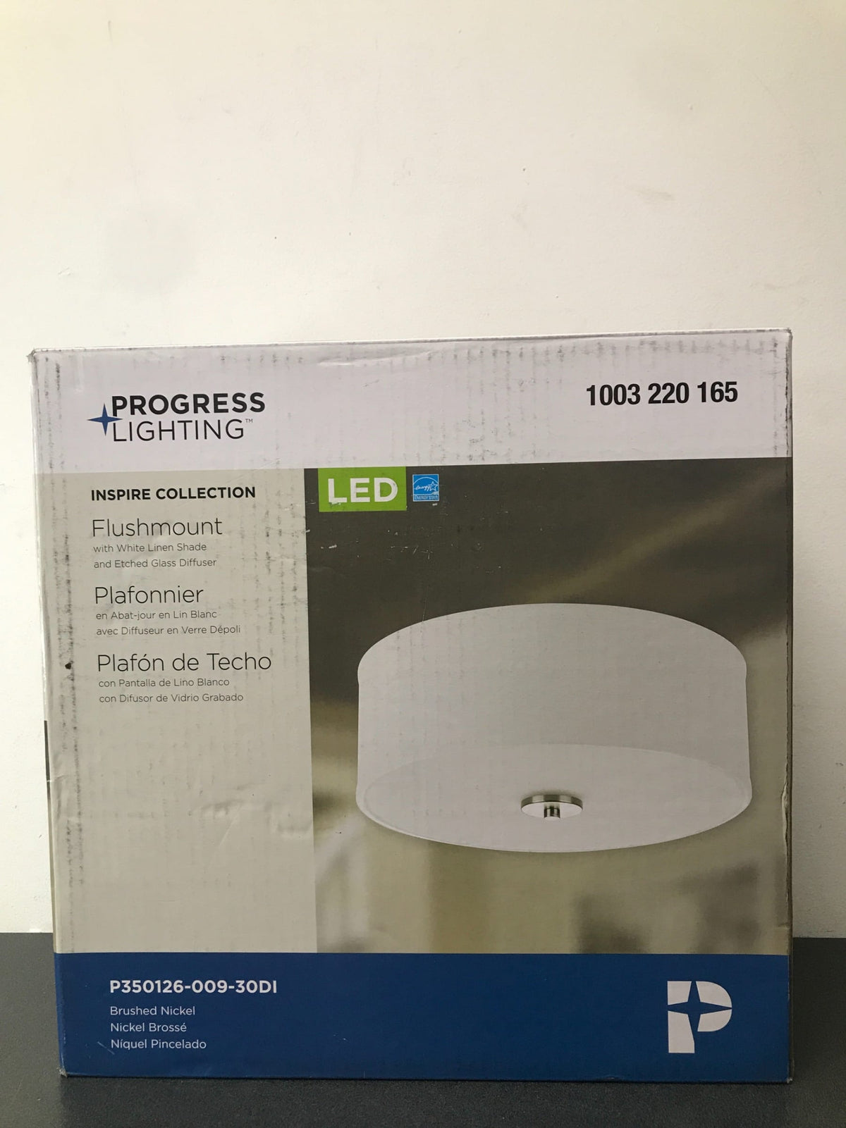Progress lighting P350126-009-30DI Inspire Collection 13 in. Brushed Nickel LED Transitional Bedroom Ceiling Light Drum Flush Mount