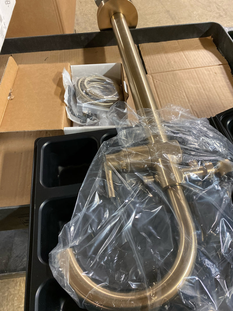 Delta T4759-CZFL Trinsic Gold 1-Handle Floor-Mount Roman Tub Faucet Trim Kit with Hand Shower in Champagne Bronze (Valve Not Included)