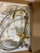Rohl U.1220LS-ULB-2 Georgian Era Triple Handle Bar Faucet in Unlacquered Brass