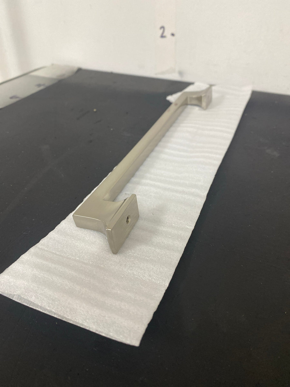 Belwith Keeler B077464-SN Brownstone 8-13/16" Center to Center Slim Grip Cabinet Handle / Drawer Pull - Satin Nickel