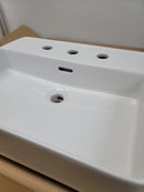 Signature Hardware 447958 Hibiscus 20" Fireclay Vessel Bathroom Sink with 3 Faucet Holes at 8" Centers - White