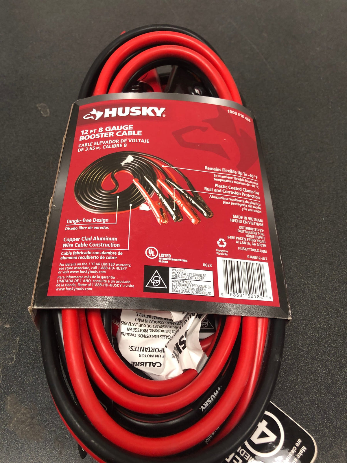 Husky 0160812-UL7 8-Gauge 12 ft. UL Booster Cable