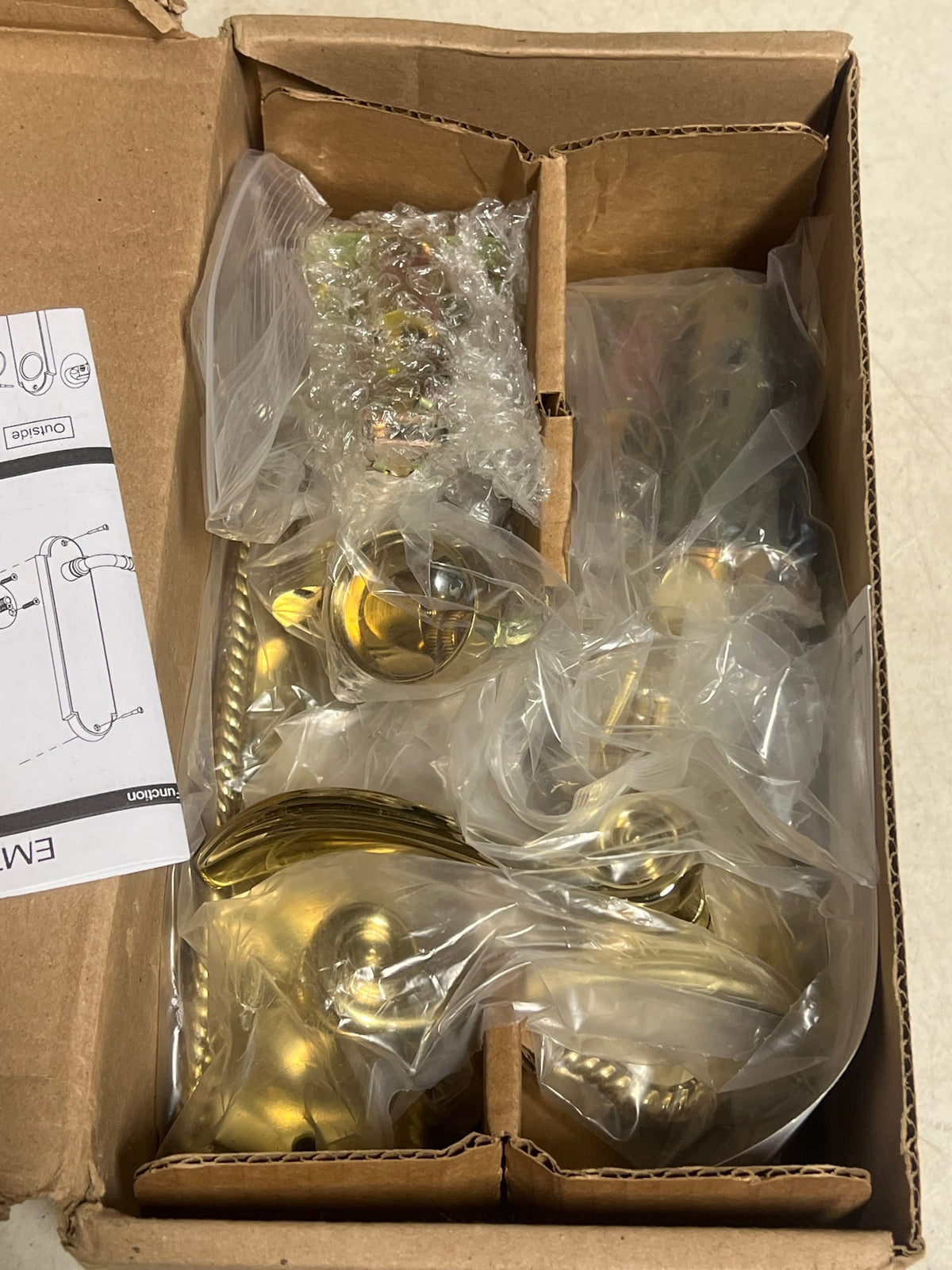 Emtek 7990US3 LH 5-1/2" Center to Center Rope Sideplate Designer Brass Single Cylinder Entry Set - Polished Brass Elan Lever