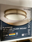 Hampton bay HB36873CCT-35 Flaxmere 14 in. Modern Brushed Nickel Selectable 3 CCT Integrated LED Flush Mount for Kitchens or Bedrooms