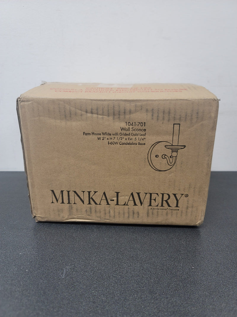 Minka Lavery 1041-701 Westchester County 7" Tall Wall Sconce - Farm House White with Gilded Gold