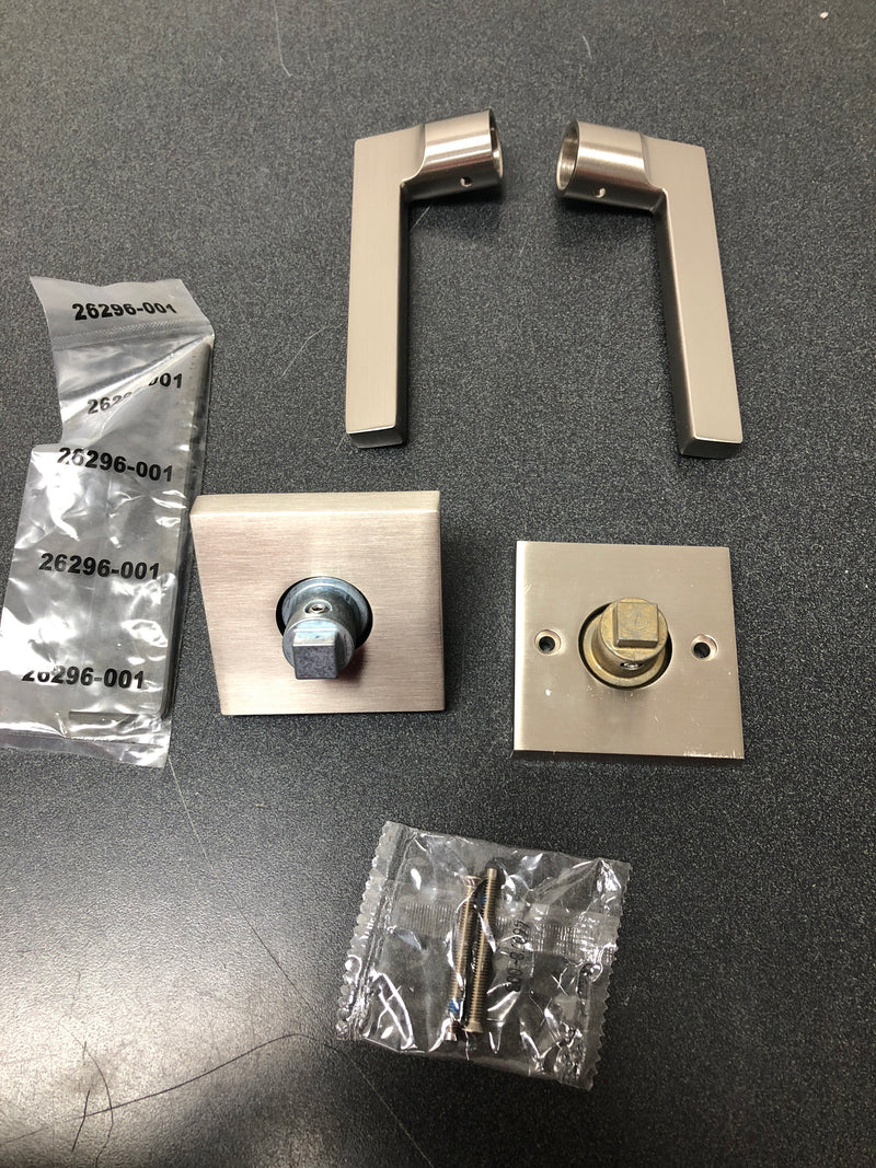 Baldwin FDSQUCSR150 Square Non-Turning Two-Sided Through-Door Dummy Door Lever Set with Square Rosette from the Reserve Collection - Satin Nickel