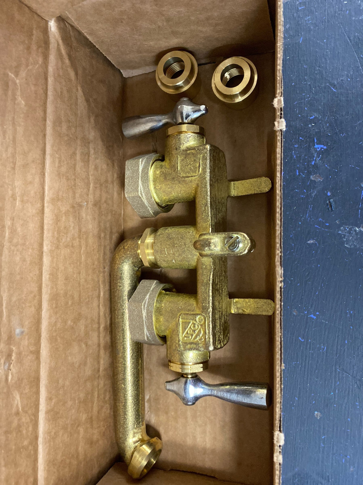 Gerber G0049535 Classics 2.2 GPM Deck Mounted Double Handle Utility Faucet with Metal Handles - Rough Brass