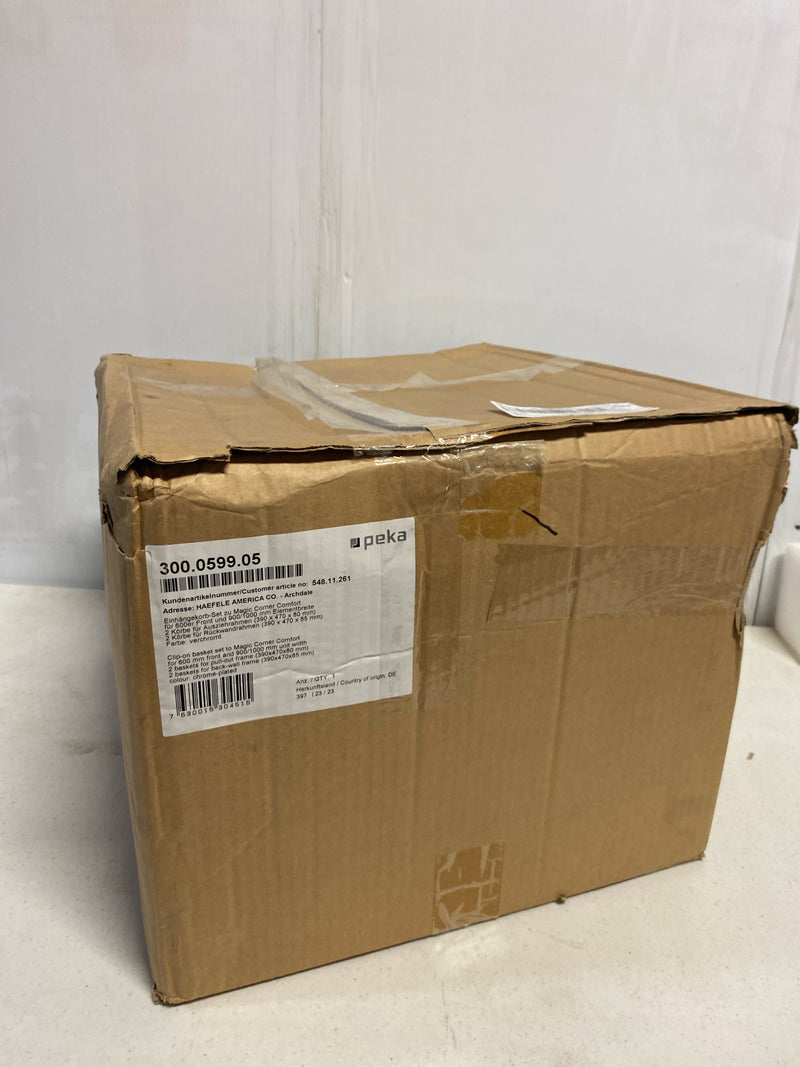 Hafele 548.11.261 Set of Four 18.5" x 15" Steel Wire Corner Unit Trays - Chrome